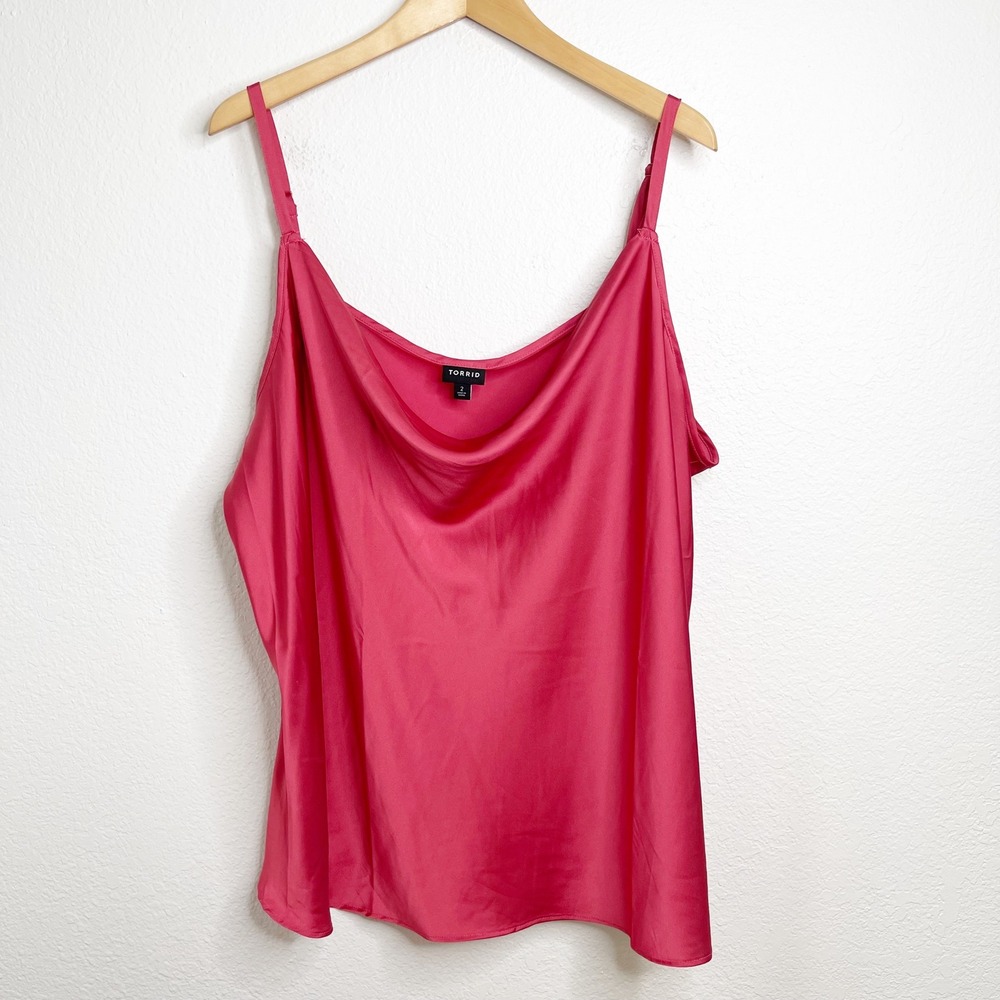 Torrid Pink Satin Cowl Neck Camisole Tank Top Plus Size 2 Adjustable Straps